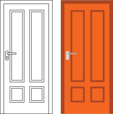 Illustration vector graphic of single door front view suitable for your home design and home poster design on architectural work