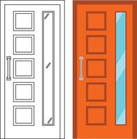 Illustration vector graphic of single door front view suitable for your home design and home poster design on architectural work