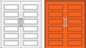 Illustration vector graphic of double door front view suitable for your home design and home poster design on architectural work