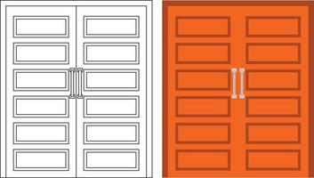 Illustration vector graphic of double door front view suitable for your home design and home poster design on architectural work