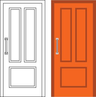 Illustration vector graphic of single door front view suitable for your home design and home poster design on architectural work