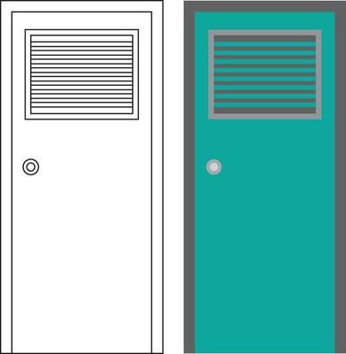 Illustration vector graphic of single door front view suitable for your home design and home poster design on architectural work