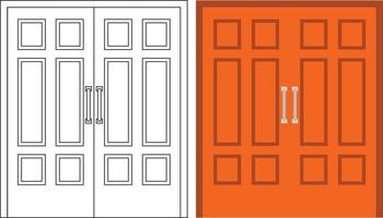 Illustration vector graphic of double door front view suitable for your home design and home poster design on architectural work