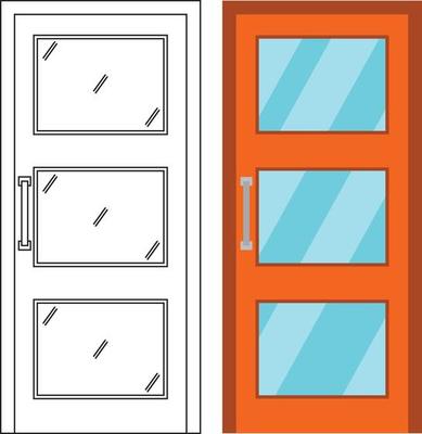 Illustration vector graphic of single door front view suitable for your home design and home poster design on architectural work