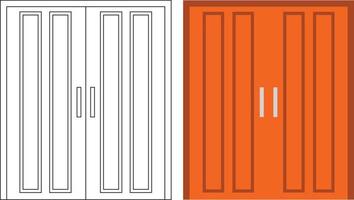 Illustration vector graphic of double door front view suitable for your home design and home poster design on architectural work