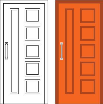 Illustration vector graphic of single door front view suitable for your home design and home poster design on architectural work