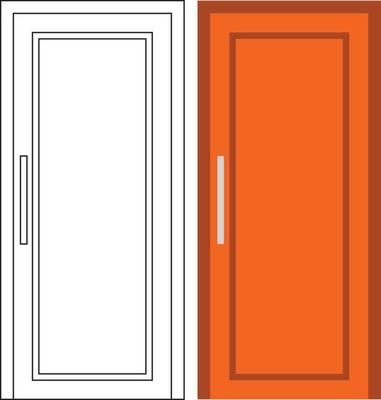 Illustration vector graphic of single door front view suitable for your home design and home poster design on architectural work