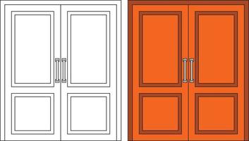 ilustración gráfica vectorial de la vista frontal de la puerta doble adecuada para el diseño de su hogar y el diseño de afiches en el trabajo arquitectónico vector