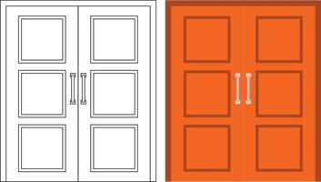 Illustration vector graphic of double door front view suitable for your home design and home poster design on architectural work