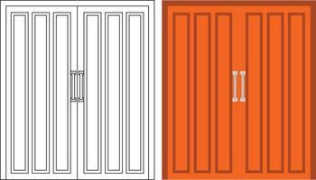 Illustration vector graphic of double door front view suitable for your home design and home poster design on architectural work