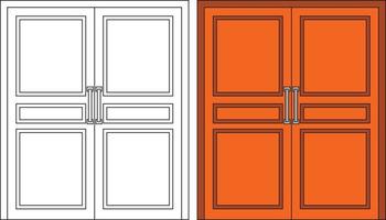 Illustration vector graphic of double door front view suitable for your home design and home poster design on architectural work