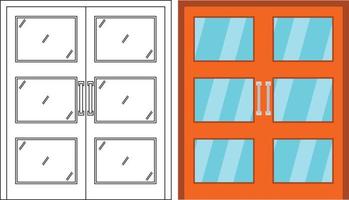 Illustration vector graphic of double door front view suitable for your home design and home poster design on architectural work