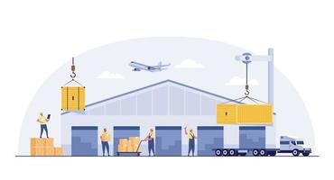 logística mundial. red internacional de suministro, distribución, almacenamiento, transporte y entrega. vector