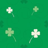 Seamless pattern with white shamrock, clover on green background.  Saint Patrick's Day pattern. Vector illustration.