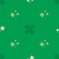 Seamless pattern with white shamrock, clover on green background.  Saint Patrick's Day pattern. Vector illustration.