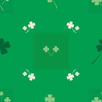 Seamless pattern with white shamrock, clover on green background.  Saint Patrick's Day pattern. Vector illustration.