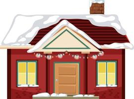 Snow covered house with Christmas light string vector