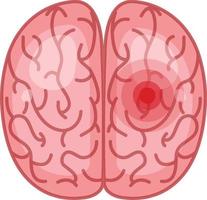 The brain has a red signal on white background vector