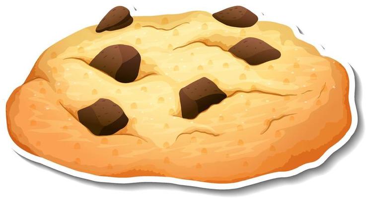 Isolated chocolate chips cookie in cartoon style