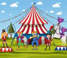 Amusement park scene with circus dome vector