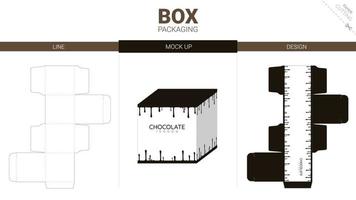 Box packaging and mockup die cut template vector