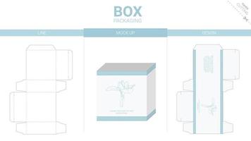 Box packaging and mockup die cut template vector