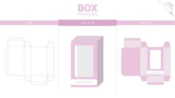 Box packaging and mockup die cut template vector