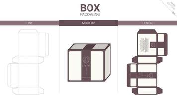 Box packaging and mockup die cut template vector