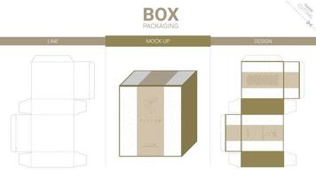 Box packaging and mockup die cut template vector