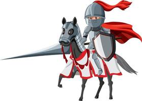 Knight riding a horse with weapon and shield vector