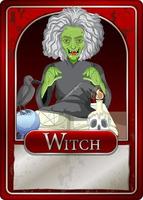 Old witch character game card template vector