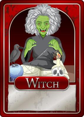 Old witch character game card template