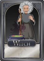 Scary witch character game card template vector