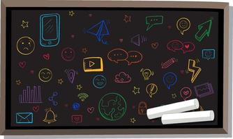Hand drawn doodles on chalkboard vector