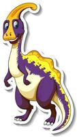 Parasaurolophus dinosaur cartoon character sticker vector