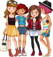 Group of teenage girls on white background vector