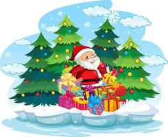 Snowy day with Santa Claus delivering gifts vector