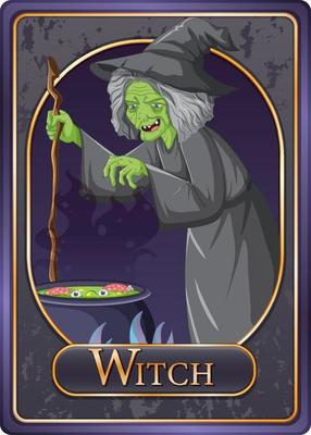 Old witch character game card template