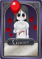 Ghost girl character game card template vector