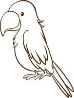 Parrot in doodle simple style on white background vector