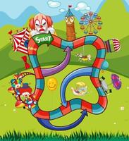 Snake and ladders game template in circus theme vector