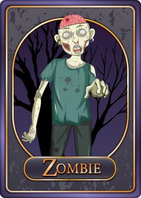 Zombie character game card template