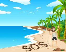 A man on deserted island isolated vector