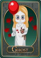 Ghost girl character game card template vector