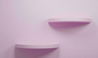 Pink round shelf. Empty Shelves, 3d rendering photo