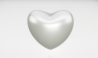 Silver heart on white background. 3d rendering photo