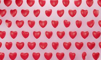 3d rendering. Red hearts seamless pattern. Love simple repeating background. Valentine day concept photo