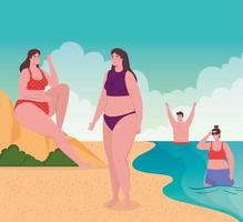 people in the beach, young people happy in vacation, summer season vector