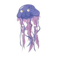 vida submarina del mar, medusas sobre fondo blanco vector