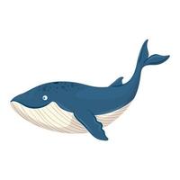vida submarina marina, animal de ballena azul sobre fondo blanco vector